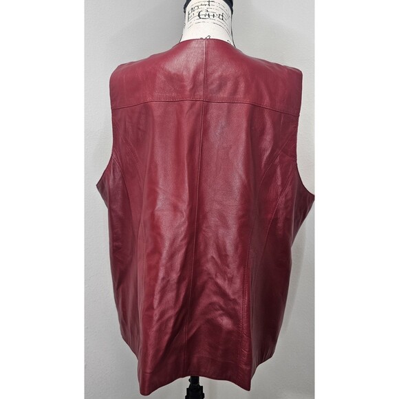 Caslon Women's Genuine Lamb Skin Red Soft Double Zipper Closure Pocket Vest 1X - Picture 3 of 13